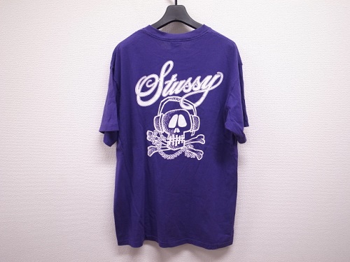 STUSSY 00s USA製 銀タグヘッドフォンスカルTシャツ