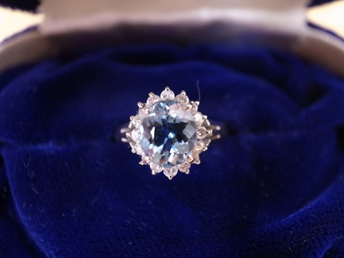 プラチナリング アクアマリン1.28ct ダイヤ0.28ct