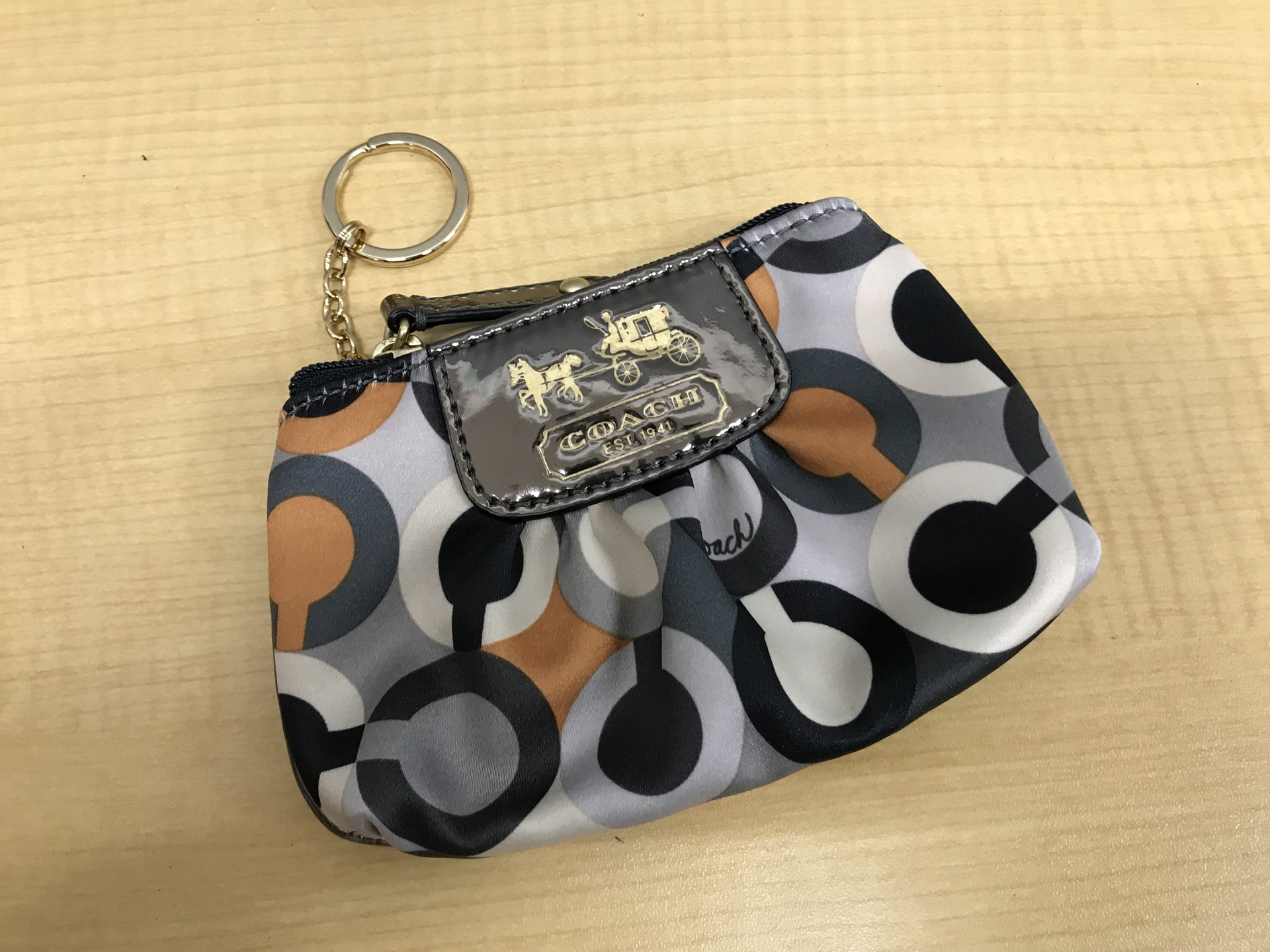 COACH オプアートキーリング付きコインケース