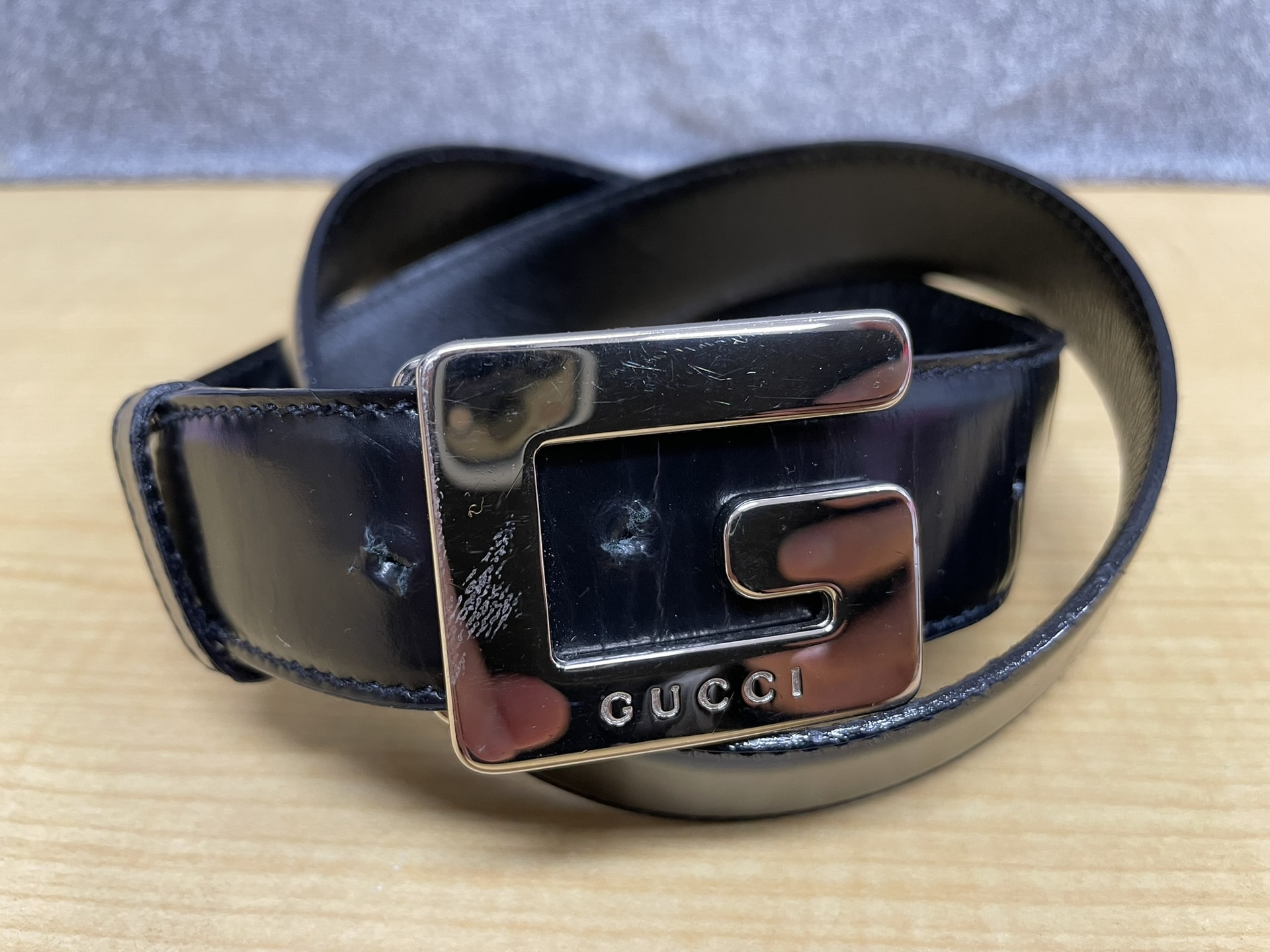 GUCCI Gロゴバックルレディースレザーベルト