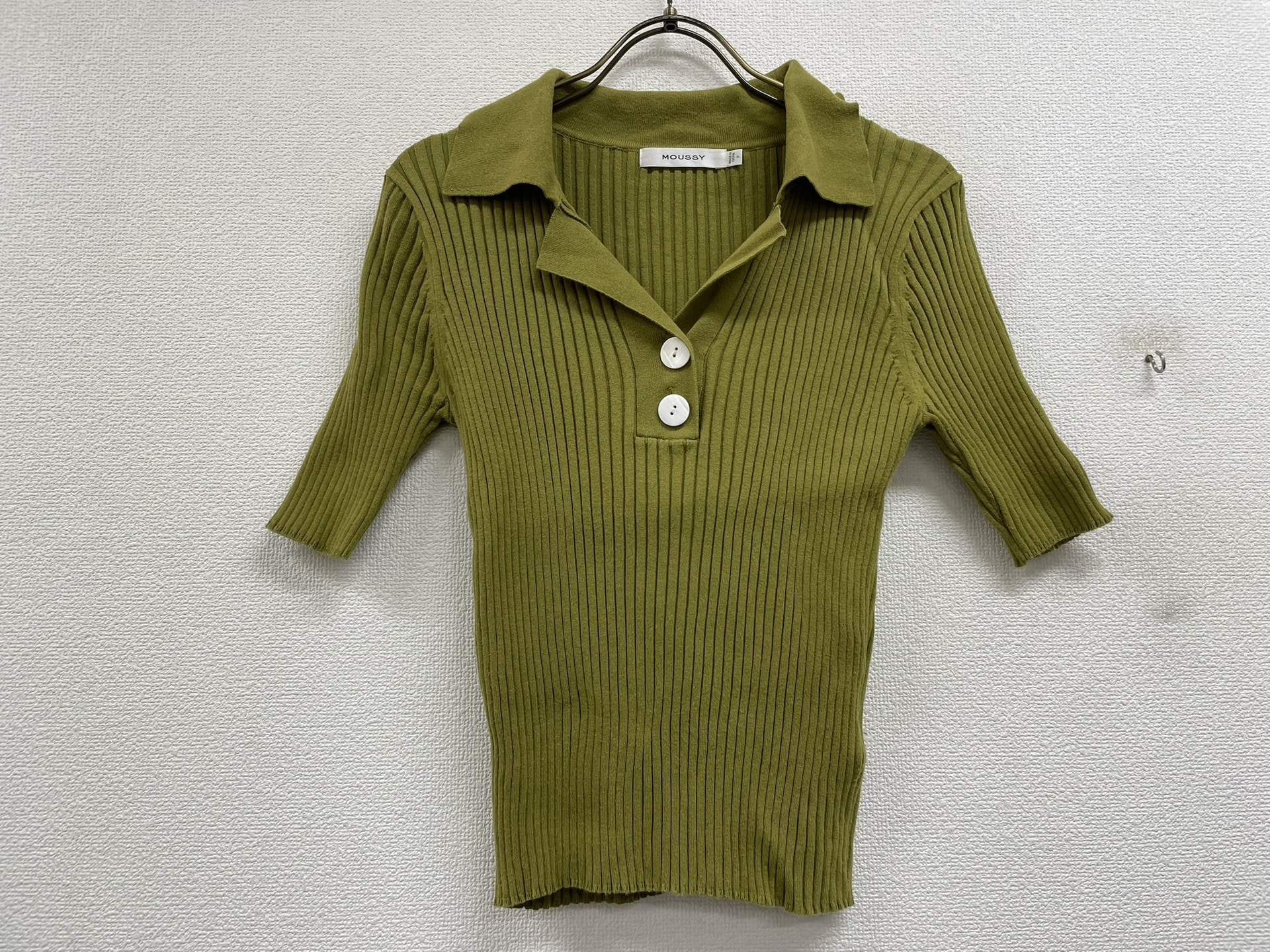 MOUSSY OPEN COLLAR ニットポロ