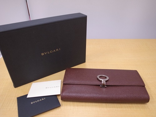 BVLGARI BBロゴクリップWホックレザー長財布