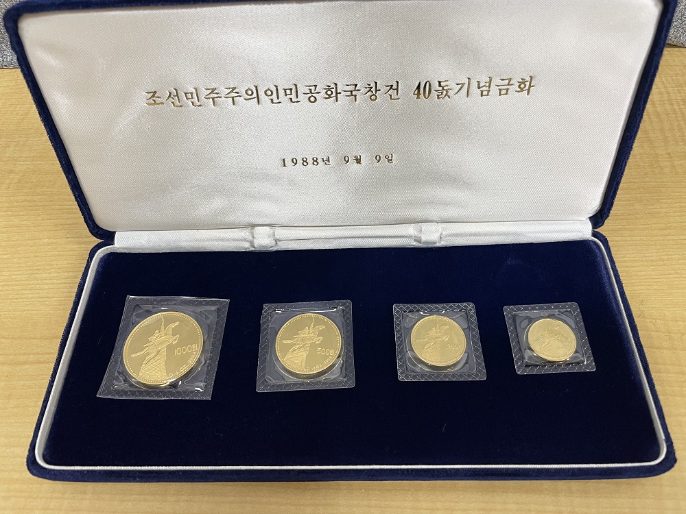 北朝鮮 1988年独立40周年記念 K24金貨1000～100ウォン 1oz～1-10oz