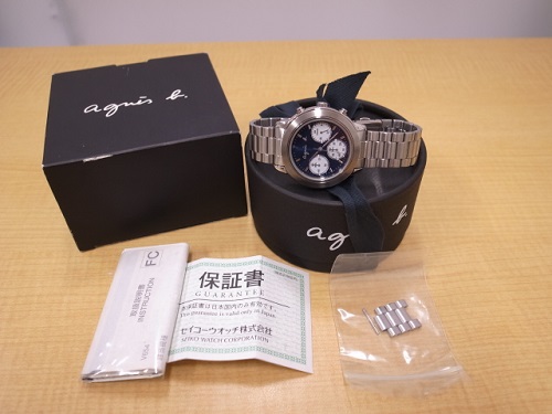 agnes b V654-6100 クロノグラフメンズ腕時計